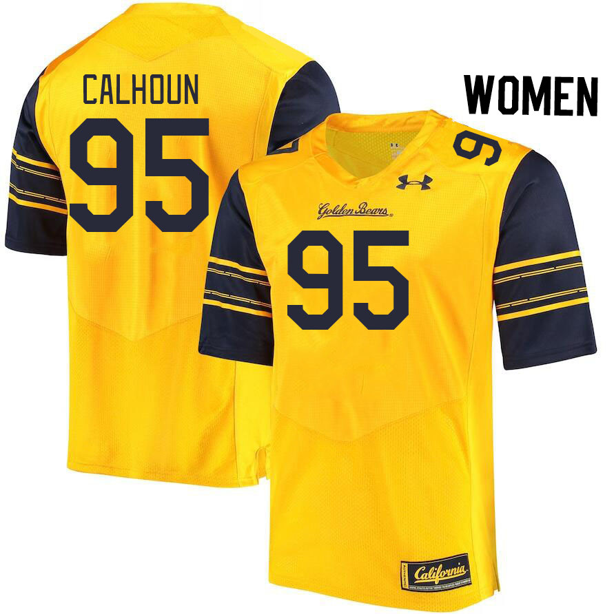 Women #95 Akili Calhoun California Golden Bears College Football Jerseys Stitched Sale-Gold - Click Image to Close